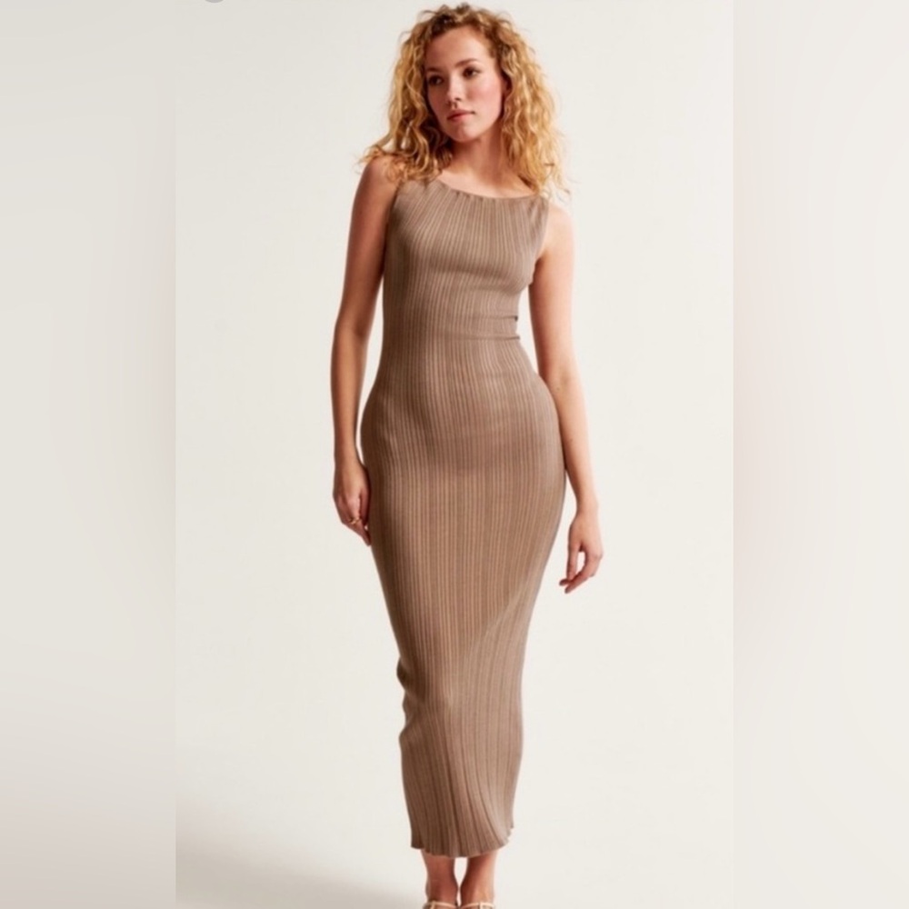 Abercrombie & Fitch Ribbed Knit Midi Dress | Color Mint Blue | Size M Petite